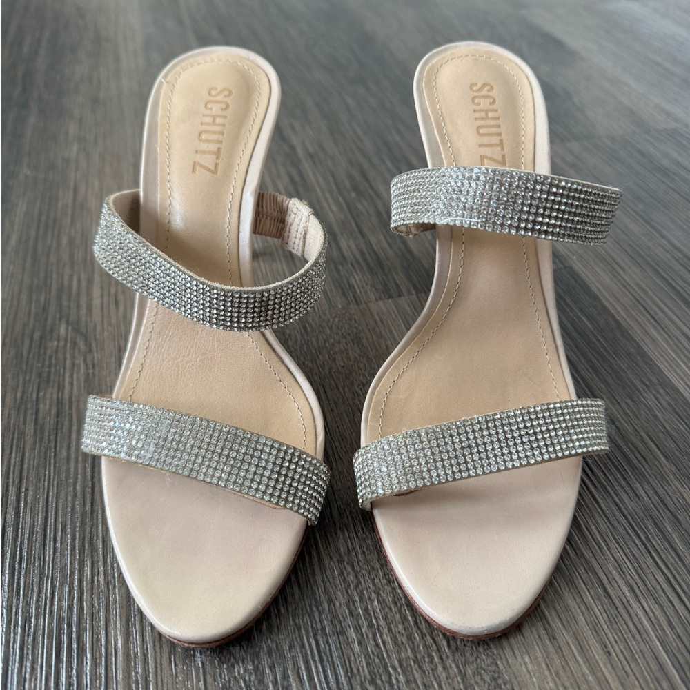 Schutz Glittering Silver Sandals